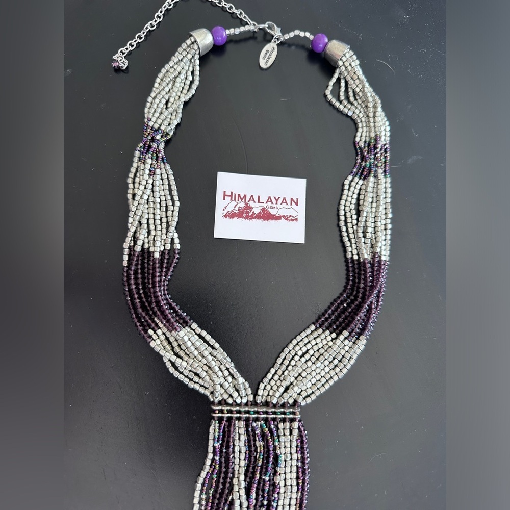 Purple Potay beaded tassel necklace by Himalayan Gems - Picture 7 of 13